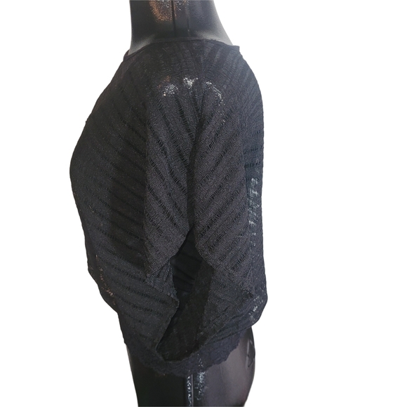 Eclipse Black Mesh Short Drop Sleeve Top with Attached Tank Top S - Picture 4 of 5